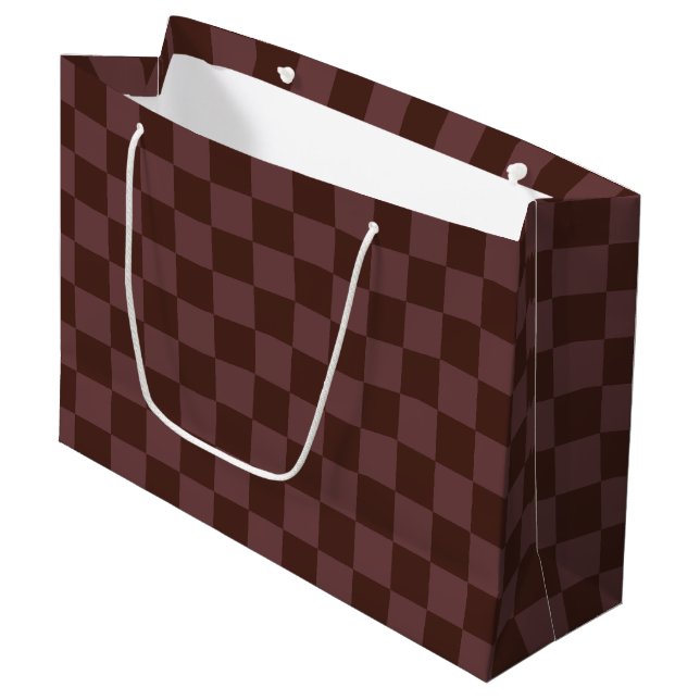 Dark Brown Chequerboard Large Gift Bag (Front Angled)