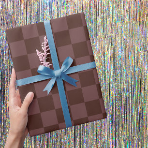 Dark Brown Chequerboard Wrapping Paper