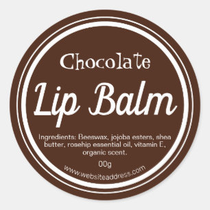 Dark Brown Chocolate Flavoued Lip Balm Pot Labels