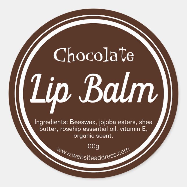 Dark Brown Chocolate Flavoued Lip Balm Pot Labels (Front)