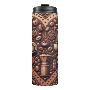 DARK BROWN COFFEE BEANS IN HEART SHAPE THERMAL TUMBLER