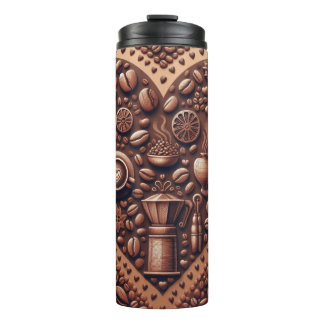 DARK BROWN COFFEE BEANS IN HEART SHAPE THERMAL TUMBLER