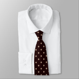 Dark Brown Coffee Latte Diamond Polka Dot Pattern Tie