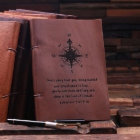Dark Brown Compass Genuine Leather Travel Journal