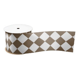 Dark Brown Diamond Pattern Satin Ribbon