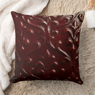  Dark brown embossed leather texture  Cushion