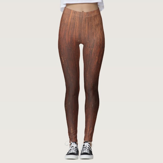 Dark Brown Faux Wood Leggings (Front)