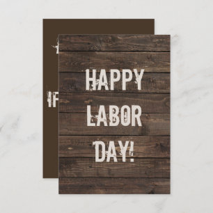 Dark Brown Faux Wood Planks Happy Labour Day! Card