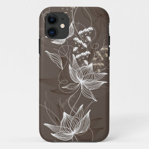 Dark Brown Floral Pattern Case-Mate iPhone Case