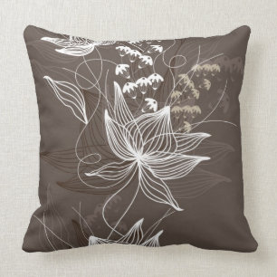 Dark Brown Floral Pattern Cushion
