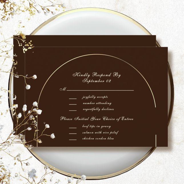 Dark Brown Gold Arch Frame Menu Selection RSVP  (Creator Uploaded)