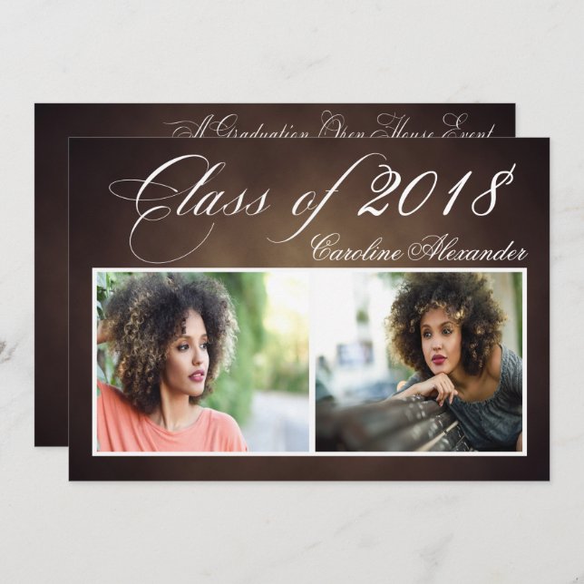 Dark Brown Graduation Celebration Invitation (Front/Back)