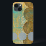 Dark Brown & Gray Circles with Numbers Numbers iPhone 13 Case<br><div class="desc">Dark brown and gray circles populate this work by Jennifer Goldberger,  set over an orange and blue background. Gray Numbers are also printed on the background. An enjoyably abstract work,  order your copy today!</div>