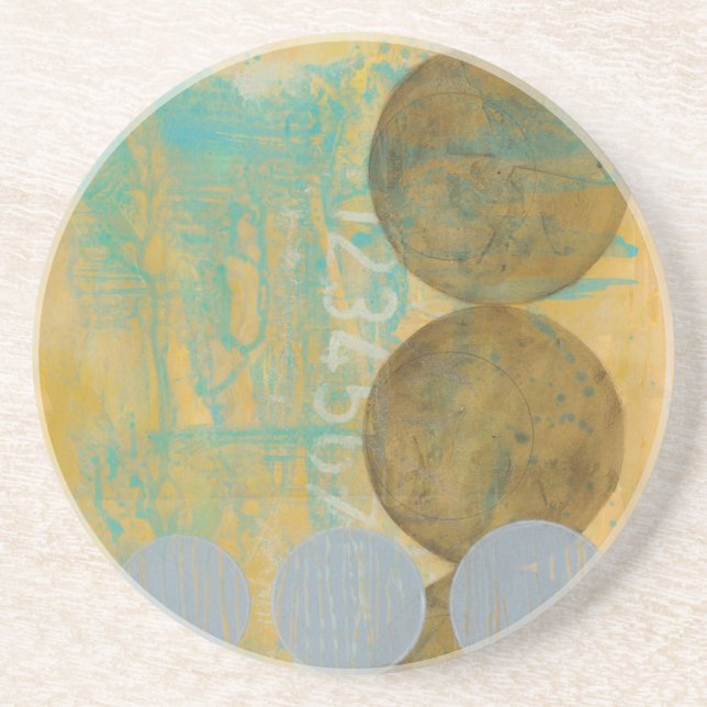 Dark Brown & Grey Circles with Numbers Numbers Coaster (Front)