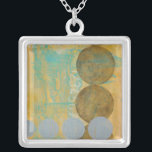 Dark Brown & Grey Circles with Numbers Numbers Silver Plated Necklace<br><div class="desc">Dark brown and grey circles populate this work by Jennifer Goldberger,  set over an orange and blue background. Grey Numbers are also printed on the background. An enjoyably abstract work,  order your copy today!</div>