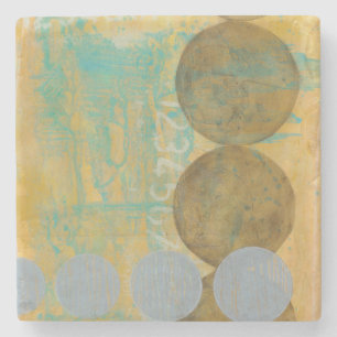 Dark Brown & Grey Circles with Numbers Numbers Stone Coaster