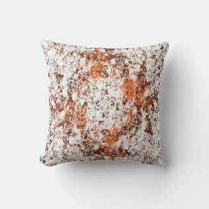 Dark brown grunge background. Black white orange o Cushion
