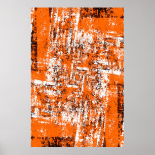 Dark brown grunge background. Black white orange o Poster