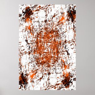 Dark brown grunge background. Black white orange o Poster