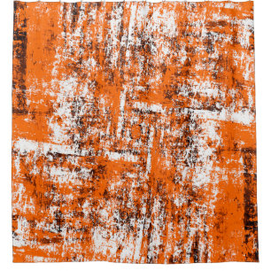 Dark brown grunge background. Black white orange o Shower Curtain