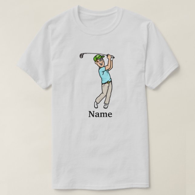 Dark Brown Hair Male Golfer Par-Tee Dude T-Shirt (Design Front)