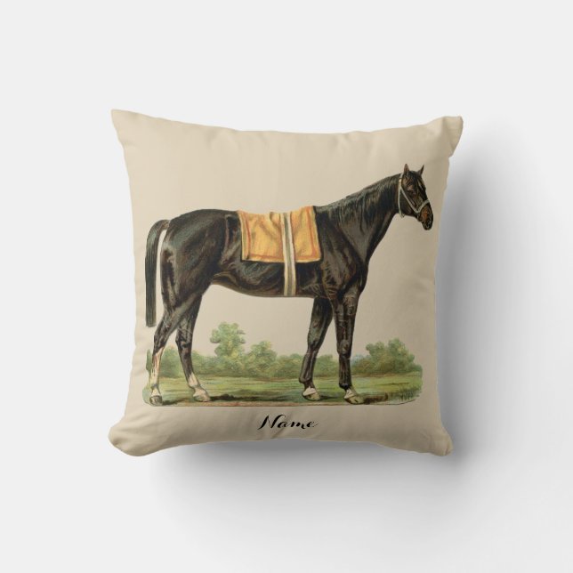 Dark Brown Horse Art Decor Personalised Cushion (Front)