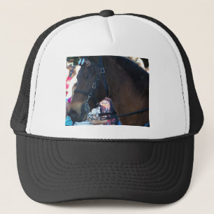 Dark Brown horse wearing goggles Trucker Hat