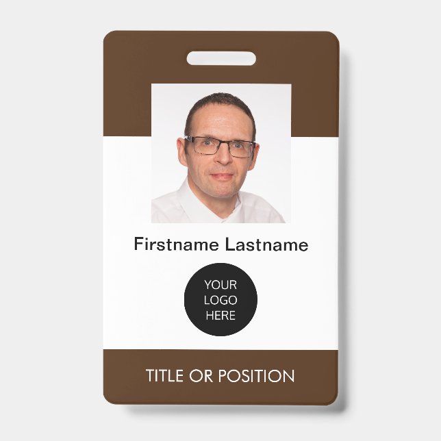 Dark Brown ID Photo Name Badge (Front)