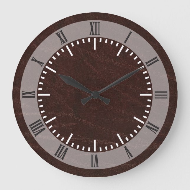 Dark Brown Leather Large Clock (Front)