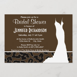 Dark Brown Leopard Animal Print; Personalised Invitation