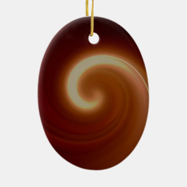 Dark Brown Light Spiral Art Ceramic Tree Decoration (Back)