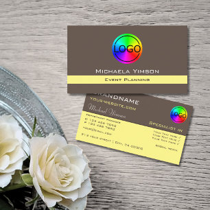 Dark Brown Light Yellow with Logo Professional Business Card