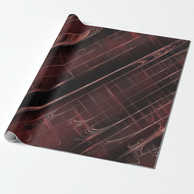 Dark Brown Lined Plaid Statement Piece Wrapping Paper (Unrolled)