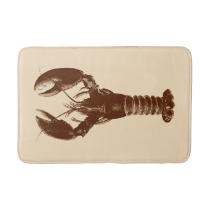 Dark Brown Lobster on Light Beige Bath Mat