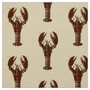 Dark Brown Lobster on Light Beige Fabric