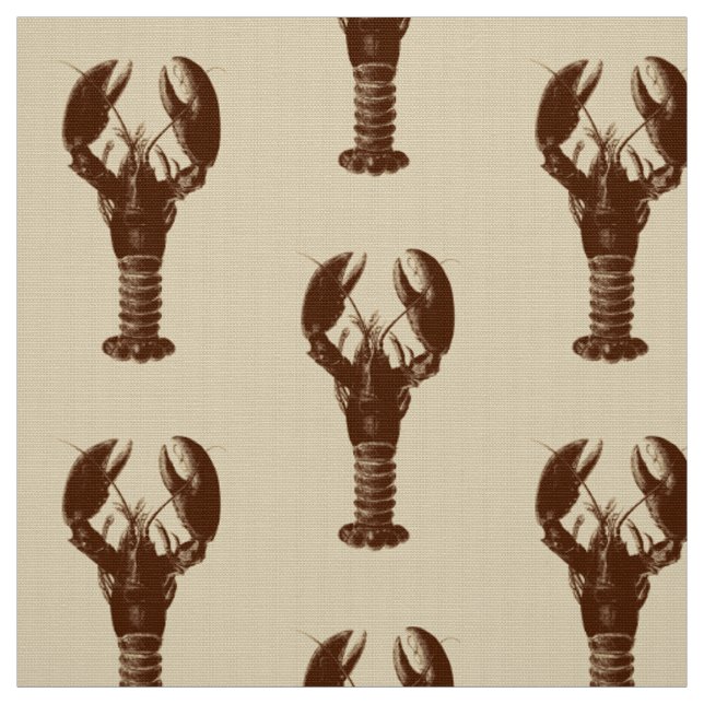 Dark Brown Lobster on Light Beige Fabric (Swatch)