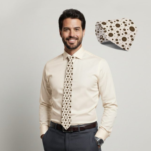 Dark Brown Micro Floral Beige Tie (Creator Uploaded)