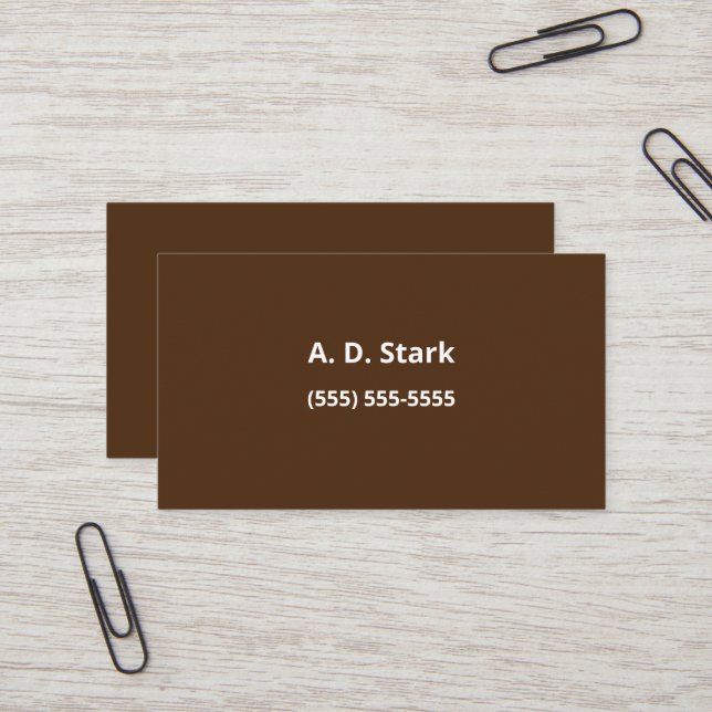 Dark Brown Minimalist Business Cards (Front/Back In Situ)