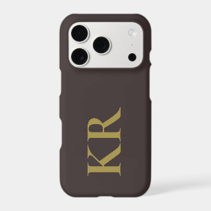 Dark Brown Monogram Gold Initials Minimalist Men