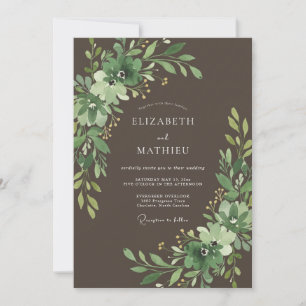 Dark Brown Moody Forest Wedding Invitation