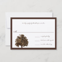 Dark Brown Oak Tree Wedding RSVP