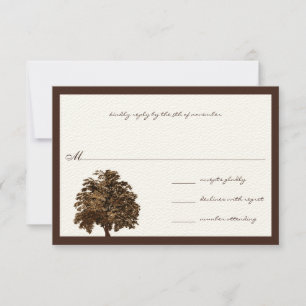 Dark Brown Oak Tree  Wedding RSVP Invitation