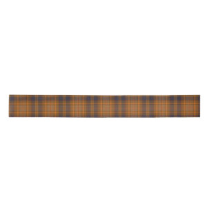 Dark brown   orange tartan plaid satin ribbon