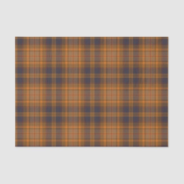 Dark brown | orange tartan plaid tissue paper (Front)