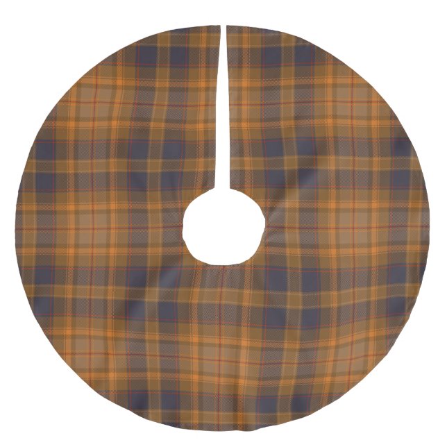 Dark Brown Orange Violet Tartan Plaid Christmas Brushed Polyester Tree Skirt (Front)
