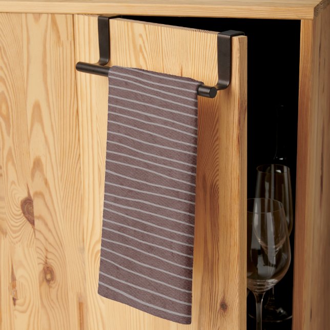 Dark Brown Pale Stripes  Tea Towel (Thirds Fold)