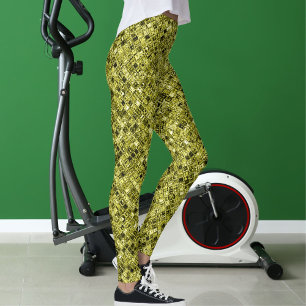 Dark Brown Pastel Grey Yellow Glitter Pattern Gift Leggings