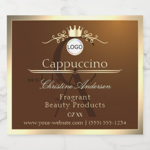 Dark Brown Product Label Gold Frame Logo Monogram