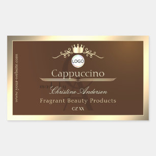 Dark Brown Product Label Gold Frame Logo Monogram