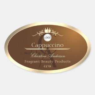 Dark Brown Product Label Gold Frame Logo Monogram